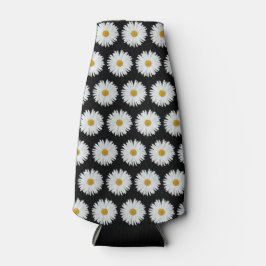 Weiße Daisy-Floral-Muster auf schwarz Flaschenkühler