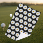 Weiße Daisy-Floral-Muster auf schwarz Golfhandtuch