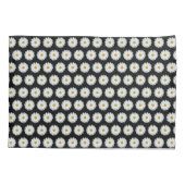 Weiße Daisy-Floral-Muster auf schwarz Kissenbezug (Rückseite-Links)