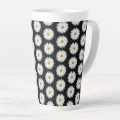 Weiße Daisy-Floral-Muster auf schwarz Milchtasse (Rechte Ecke)