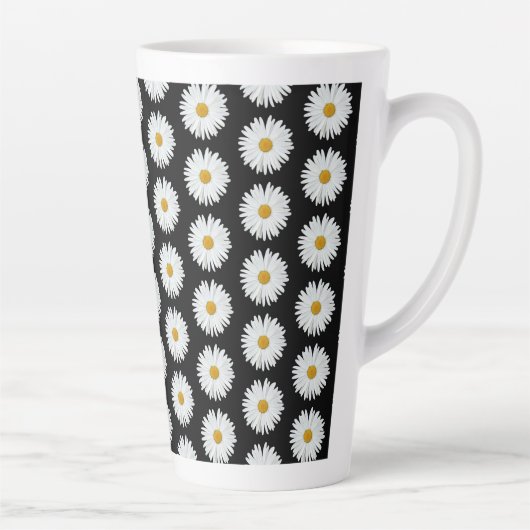 Weiße Daisy-Floral-Muster auf schwarz Milchtasse (Rechts)
