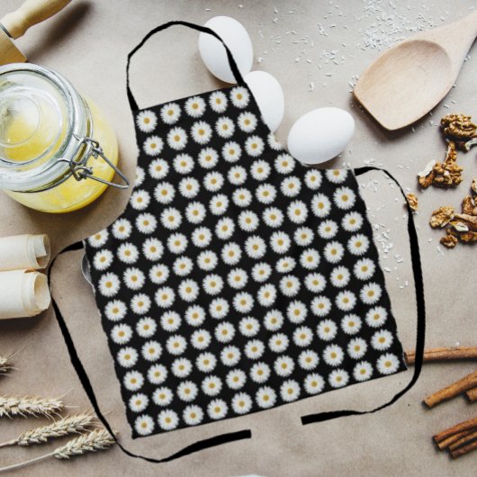 Weiße Daisy-Floral-Muster auf schwarz Schürze