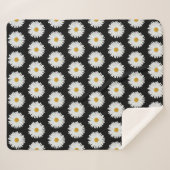 Weiße Daisy-Floral-Muster auf schwarz Sherpadecke (Vorderseite (Horizontal))