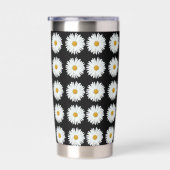 Weiße Daisy-Floral-Muster auf schwarz Thermobecher (Rechts)