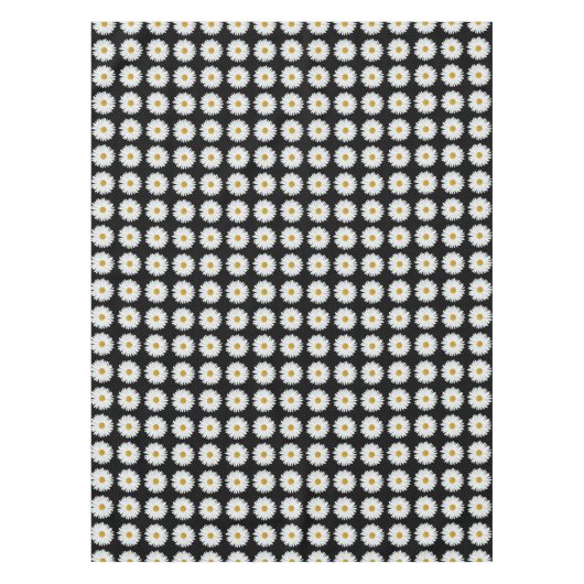 Weiße Daisy-Floral-Muster auf schwarz Tischdecke (Vorderseite)