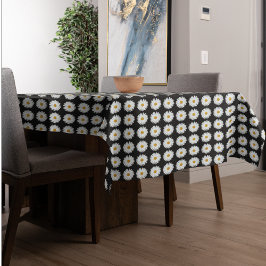 Weiße Daisy-Floral-Muster auf schwarz Tischdecke