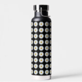 Weiße Daisy-Floral-Muster auf schwarz Trinkflasche (Links)