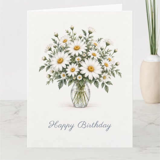 Weiße Daisy Geburtstag Karte (Vorderseite)