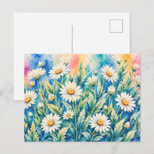 Weiße Daisy im geometrischen Stil, inspiriert von Postkarte