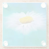 Weiße Daisy mit blauem Hintergrund Glasuntersetzer (Rückseite)