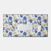 Weiße Daisy mit blauen nigella-Blume Schreibtischunterlage (Tastatur & Maus)