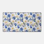 Weiße Daisy mit blauen nigella-Blume Schreibtischunterlage (Vorderseite)
