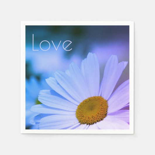 Weiße Daisy mit hellblau Serviette (Vorderseite)