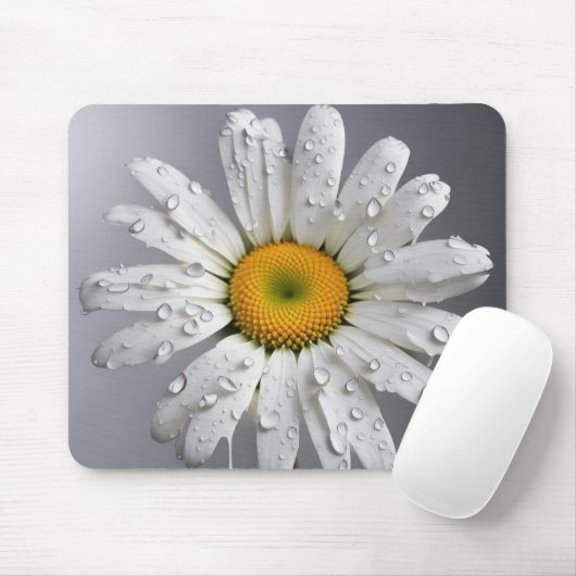 Weiße Daisy mit Regentropfen Mousepad (Mit Mouse)