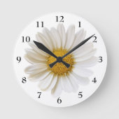 Weiße Daisy mit schwarzen Zahlen Runde Wanduhr (Vorderseite)