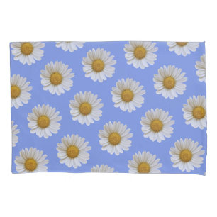 Weiße Daisy-Muster auf hellblauem Hintergrund Kissenbezug