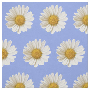 Weiße Daisy-Muster auf hellblauem Hintergrund Stoff