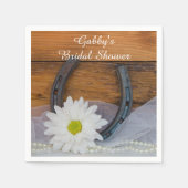 Weiße Daisy- und Hufeisen-Western-Brautparty Serviette (Vorderseite)