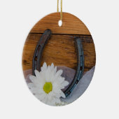 Weiße Daisy- und Hufeisenhochzeit Keramikornament (Rechts)