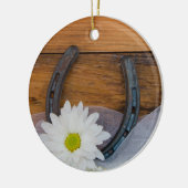 Weiße Daisy- und Hufeisenhochzeit Keramikornament (Links)