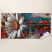 Weiße Daisy Urban Collage Blumenkunst Strandtuch (Vorderseite)