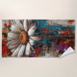 Weiße Daisy Urban Collage Blumenkunst Strandtuch