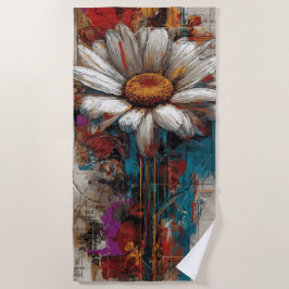 Weiße Daisy Urban Collage Blumenkunst Strandtuch