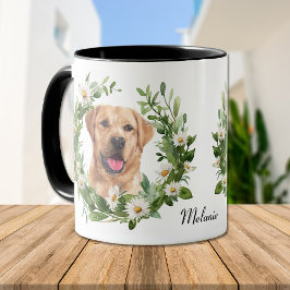 Weiße Daisy Wreath Gelbe Labrador Retriever Hund Tasse