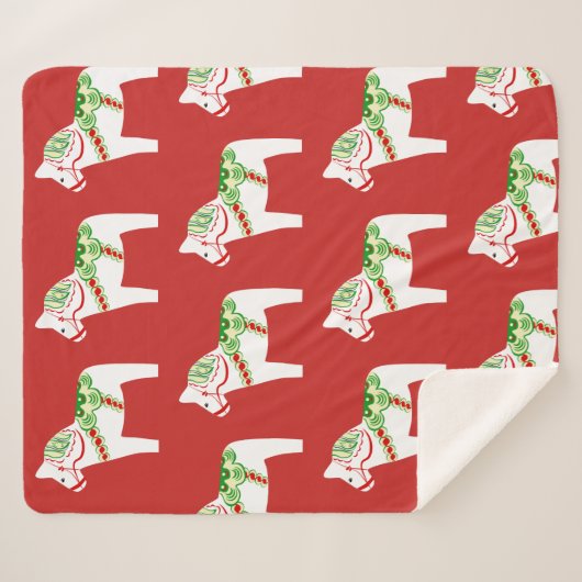 Weiße Dala PferdSherpa Decke Sherpadecke (Vorderseite (Horizontal))