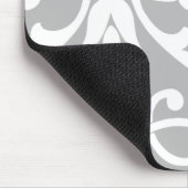 Weiße Damaske auf Grau Mousepad (Ecke)