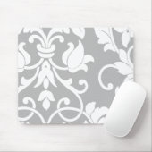 Weiße Damaske auf Grau Mousepad (Mit Mouse)