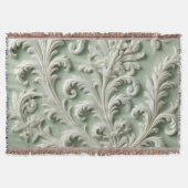 Weiße Damaske Blumenmuster Weicher grüner Hintergr Decke (Vorderseite)