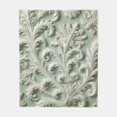 Weiße Damaske Blumenmuster Weicher grüner Hintergr Fleecedecke (Vorderseite)
