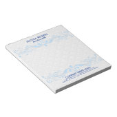 Weiße Damasken mit blauen Wirbel Notizblock (angewinkelt)