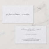 Weiße Damasken mit Embossed Look Minimaler Entwurf Visitenkarte (Vorne/Hinten)