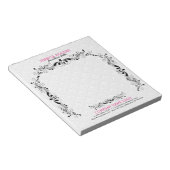 Weiße Damasken mit schwarzem Blumenrahmen Notizblock (angewinkelt)