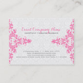 Weiße Damasken und rosa Blumenspitze Visitenkarte (Rückseite)