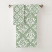 Weiße Damaskus Muster benutzerdefinierter Seitengr Badhandtuch Set (Insitu)