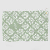 Weiße Damaskus Muster benutzerdefinierter Seitengr Golfhandtuch (Horizontal)