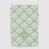 Weiße Damaskus Muster benutzerdefinierter Seitengr Golfhandtuch (Vorderseite)