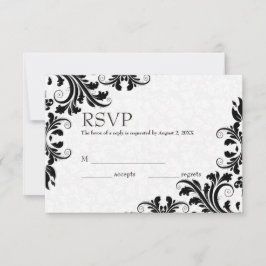Weiße Damaskus und schwarze Leiste RSVP Karte