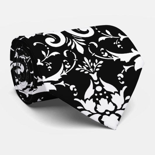 Weiße Damaskusmuster Krawatte (Gerollt)