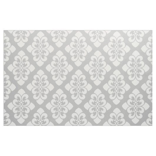 Weiße Damast-Rolle auf Aschen-Grau Stoff (Fat Quarter (45,7 x 55,9 cm))