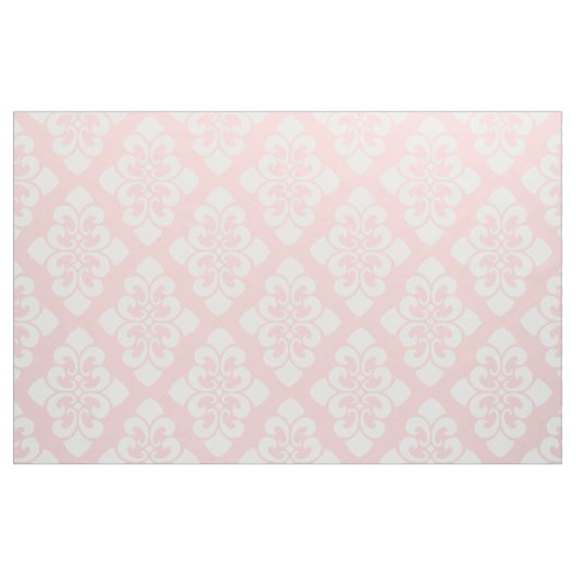 Weiße Damast-Rolle auf Baby-Rosa Stoff (Fat Quarter (45,7 x 55,9 cm))