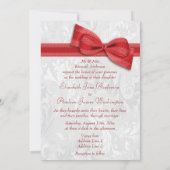 Weiße Damast- und Imitat-Bow-Hochzeit Einladung (Rückseite)