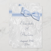 Weiße Damast- und Imitat-Bow-Hochzeit Einladung (Vorne/Hinten)