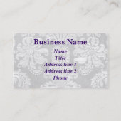 Weiße Damast-Visitenkarte-Schablone Visitenkarte (Rückseite)