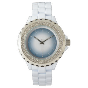 Weiße Damen Email Strassuhr Armbanduhr