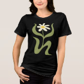 Weiße Damenbluse mit floralem Muster Tri-Blend Shirt (Vorderseite)