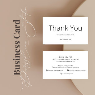 Weiße Dankeschön-Karte Social Media Kleines Untern Visitenkarte